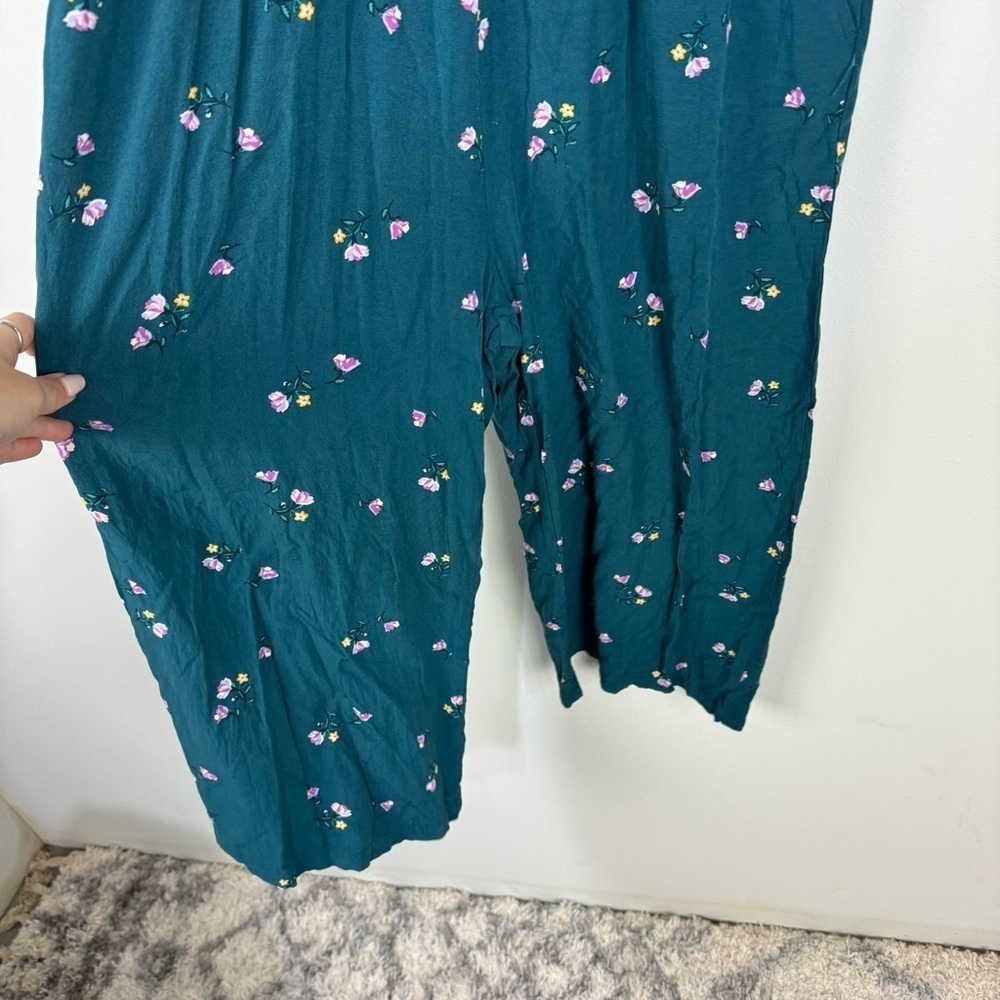 Old Navy Teal Green Floral Jumpsuit Open Back Casual - Picture 5 of 7